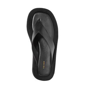 The ROW Ginza Leather Platform Sandals Flip Flops Womens 41.5 11.5 Black Suede